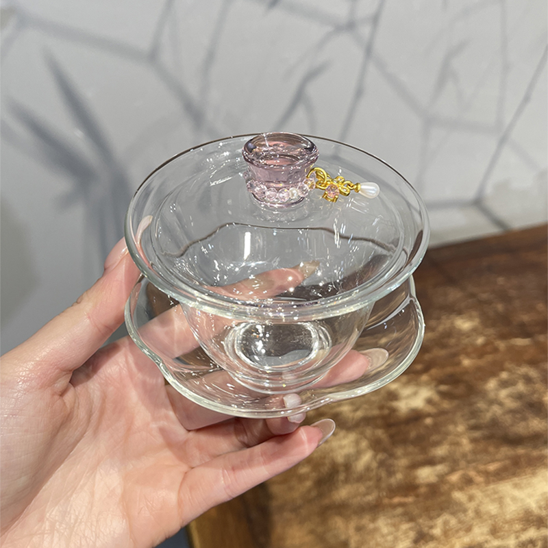 Gongfu Tea Set - Pink High Borosilicate Glass Gaiwan Tea