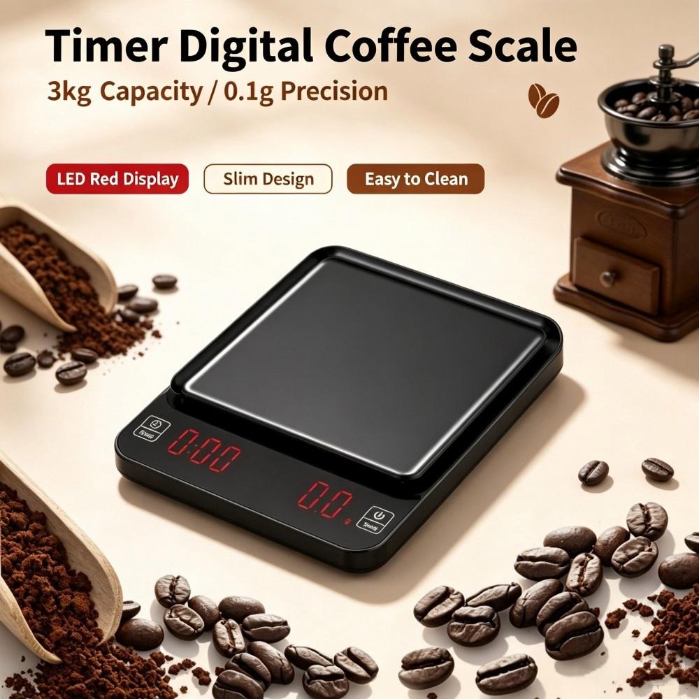 Coffee & Tea Maker Machine - 3kg/0.1g High Precision Digital Coffee Scale,