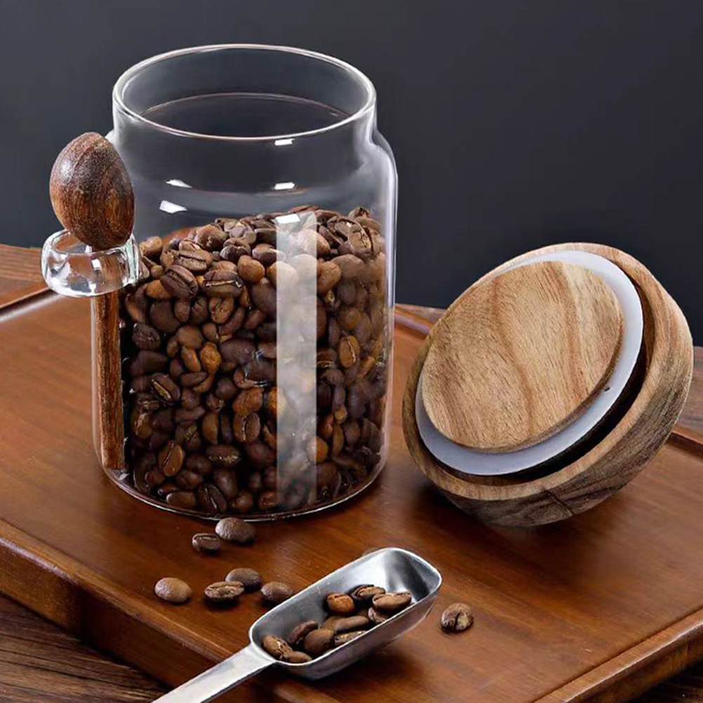 Coffee Tea Holder - Glass Coffee Bean Storage Jar Airtight