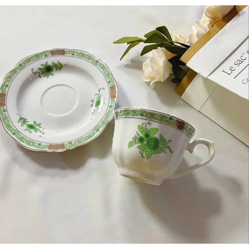 Vintage Green Floral Porcelain - đánh giá và giá Coffee Tea Green