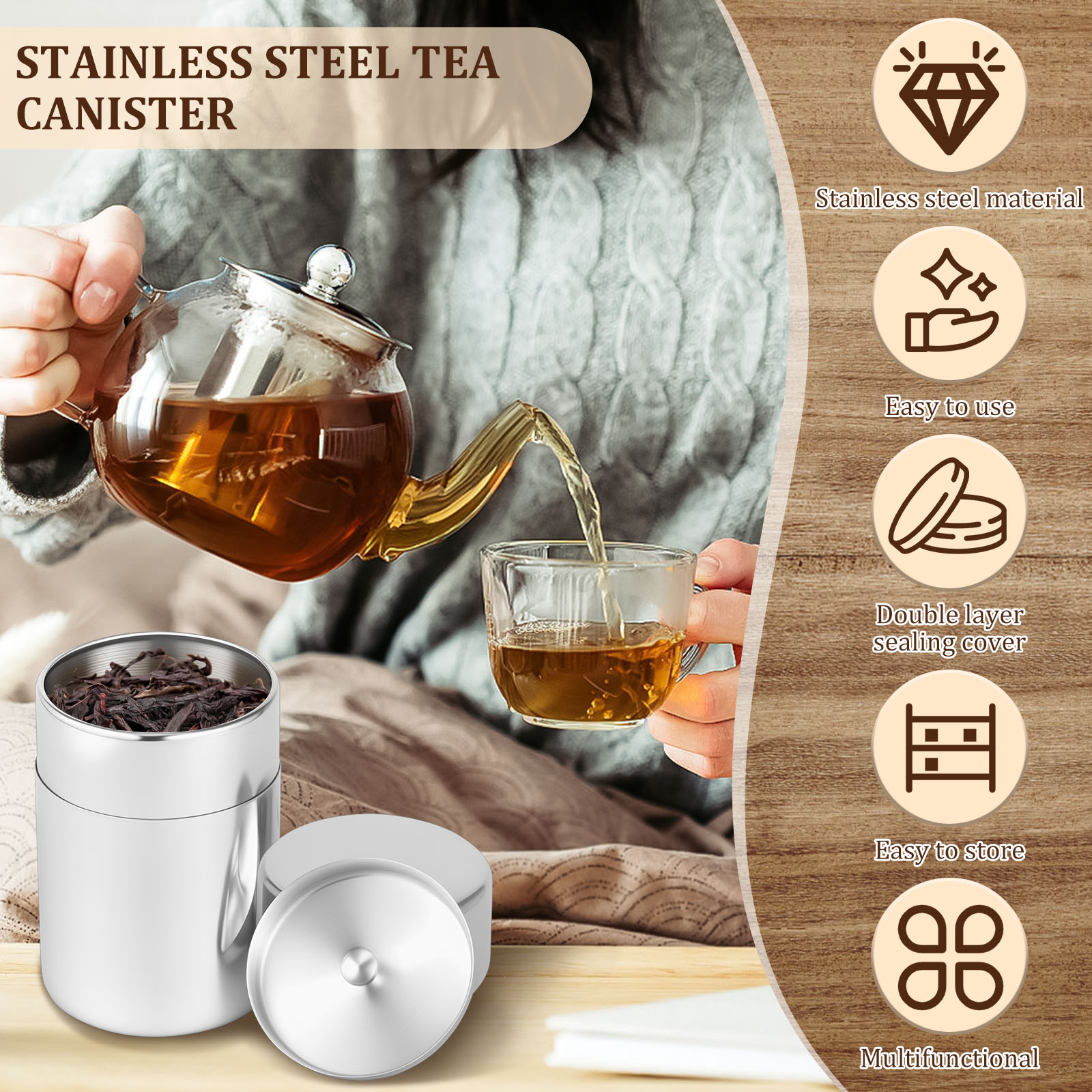 Stainless Steel Tea Leaf Tins  - đánh giá và giá Coffee Tea And Leaf