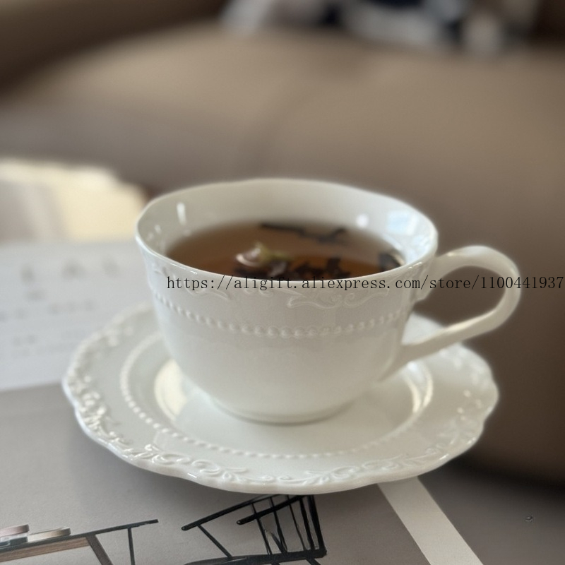 French Light Luxury Embossed F - đánh giá và giá Coffee Tea Set Up