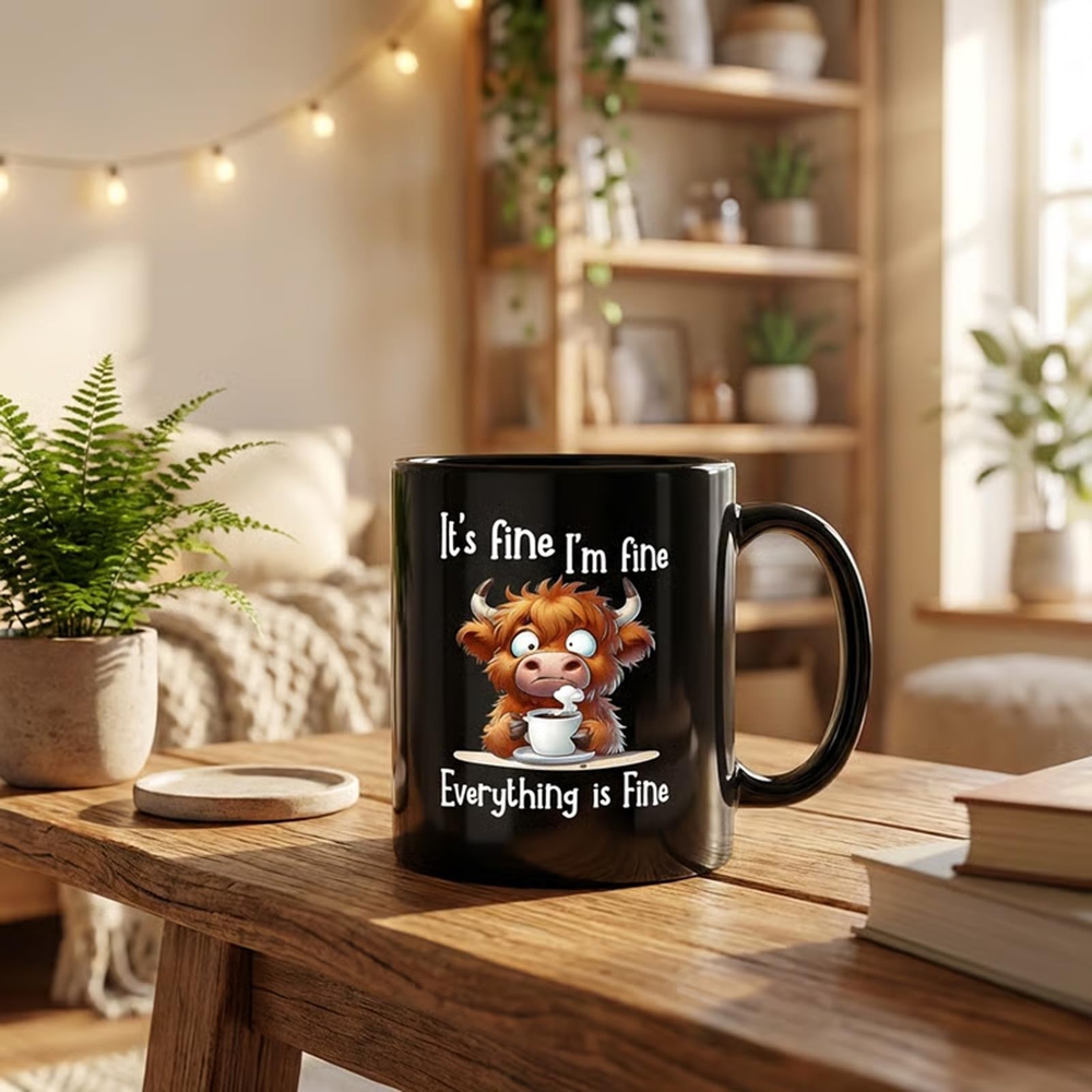 Anxious Scottish Highland Cow  - đánh giá và giá Coffee And Tea Quotes Funny
